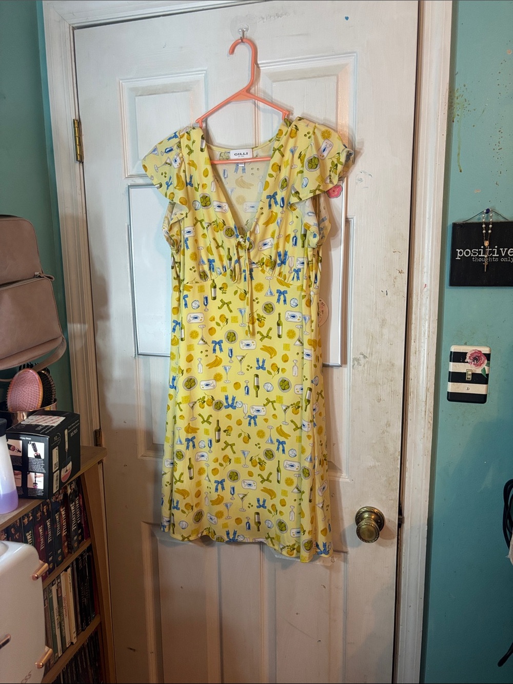 GILLI Yellow Printed Midi Dress